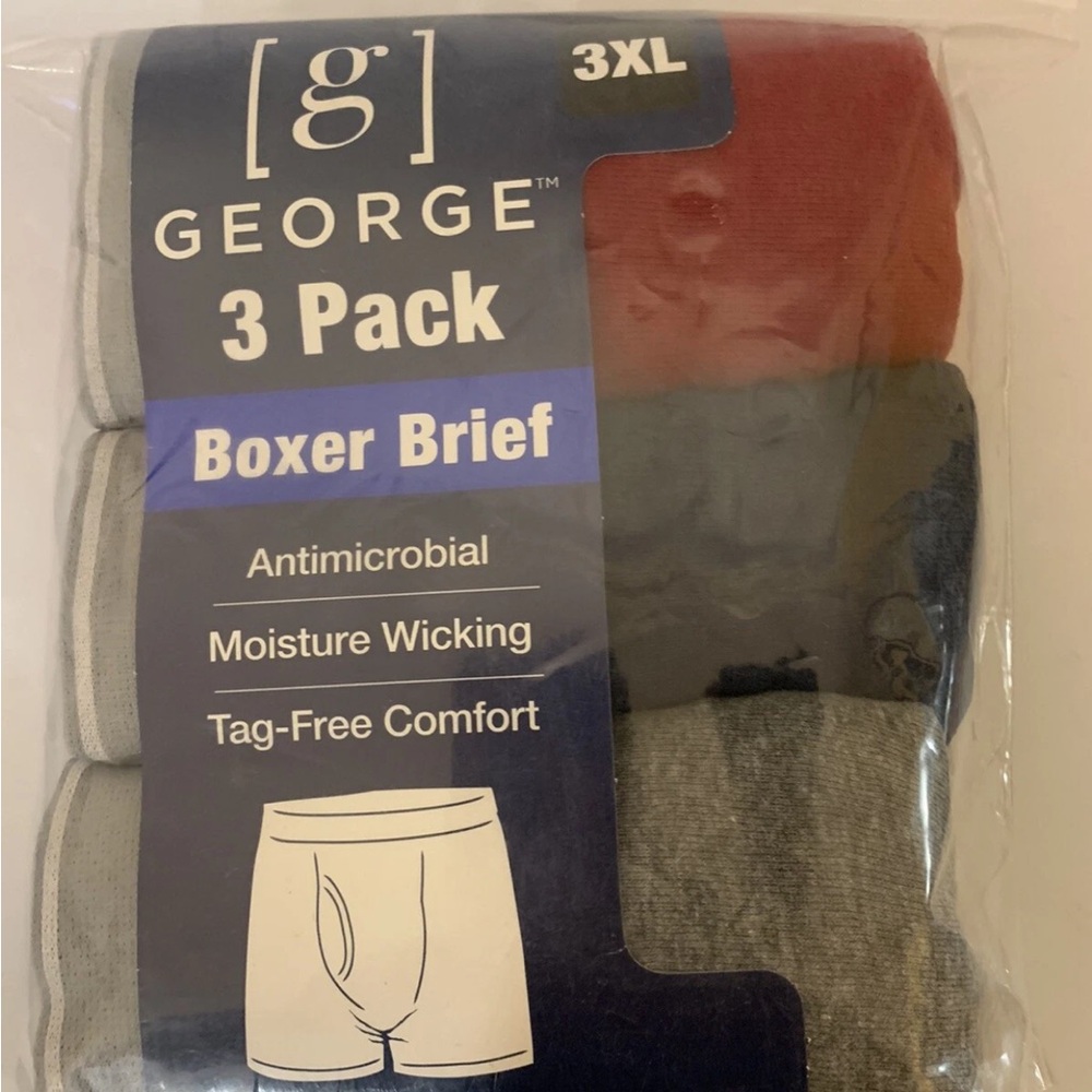 George 3-Pack Boxer Briefs‎ - Red, Blue, Gray